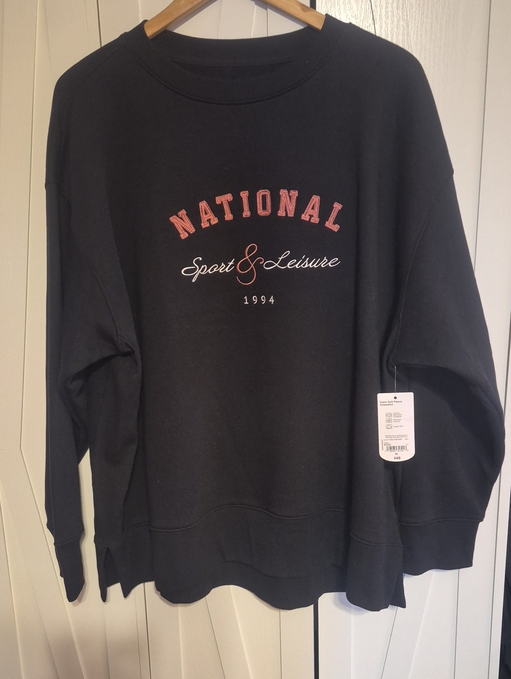 Xersion Black Crewneck Sweatshirt with Pink Lettering